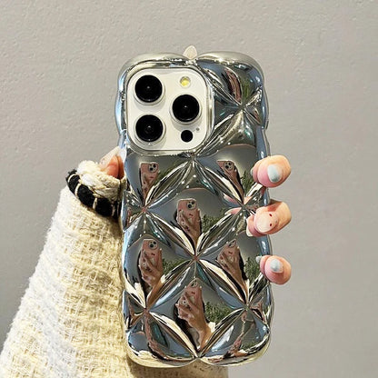 Fashion Plating Silver Rhombus Plaid Pattern Phone Case