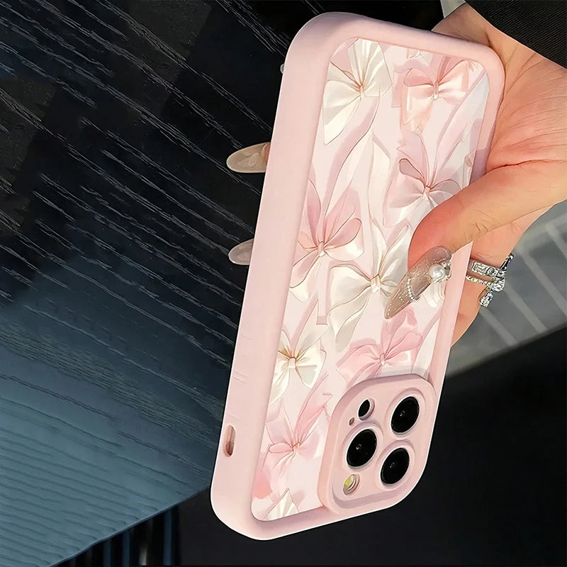 Bow-Knot Pink Bow Pattern Shockproof Soft TPU Phone Case
