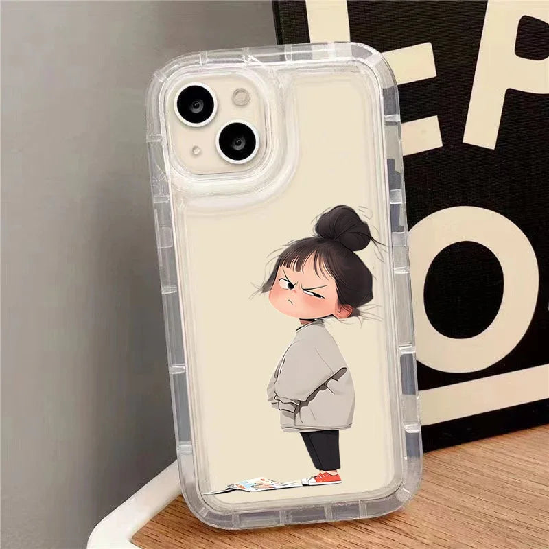 Cute Angry Little Girl Pattern Silicone Case