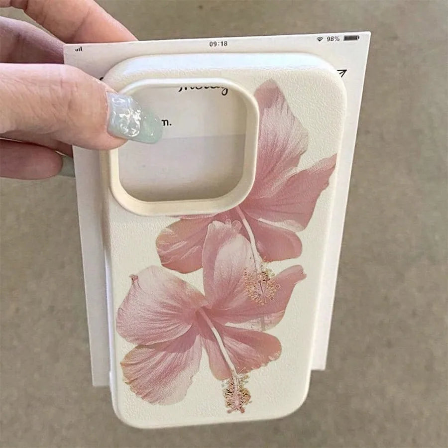 Pink Hibiscus Elegant High Aesthetic Phone Case