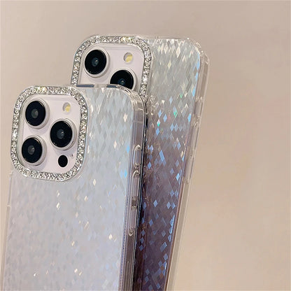 Luxury Laser Silver Glitter Diamonds Camera Phone Case