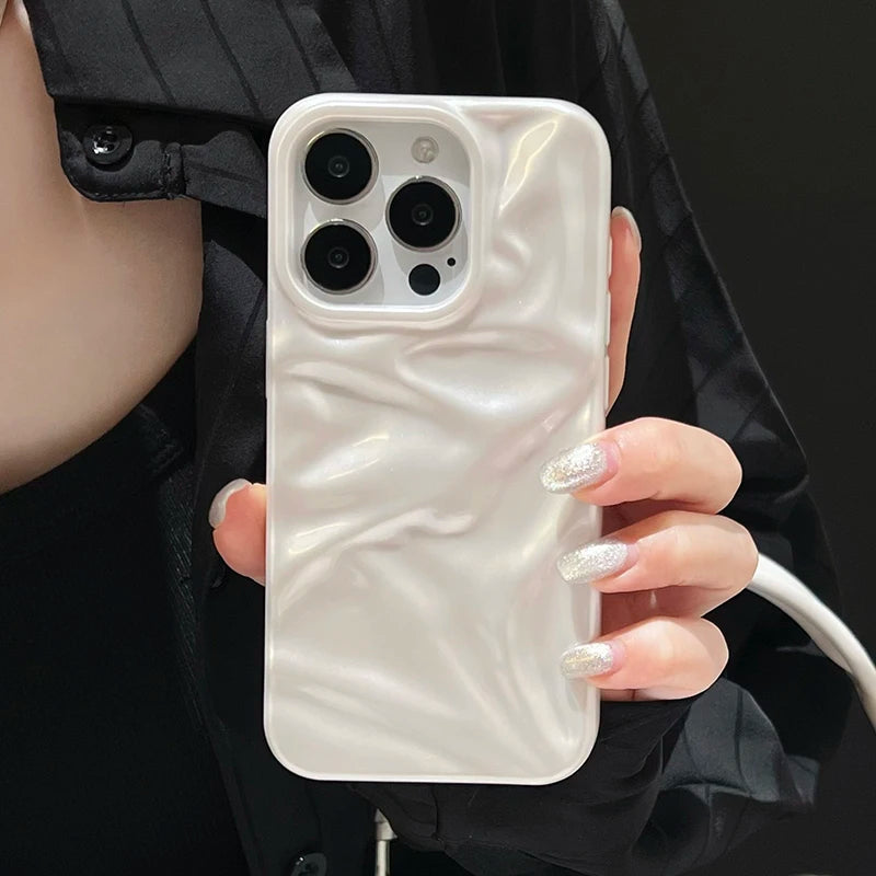 Pearl White Folds Texture Phone Case