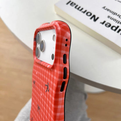 2 IN 1 Red Grid Pattern Lattice Phone Case