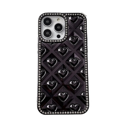 Fashion Love Heart Glitter Rhinestone Edge Phone Case