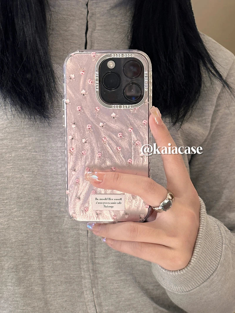 Pink Glitter Floral Phone Case for iPhone