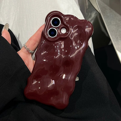 Wine Red Glossy Wave Pattern Phone Case