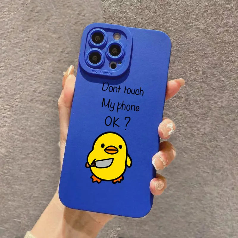 Cute Minimalist Cartoon Duck Silicone Phone Case