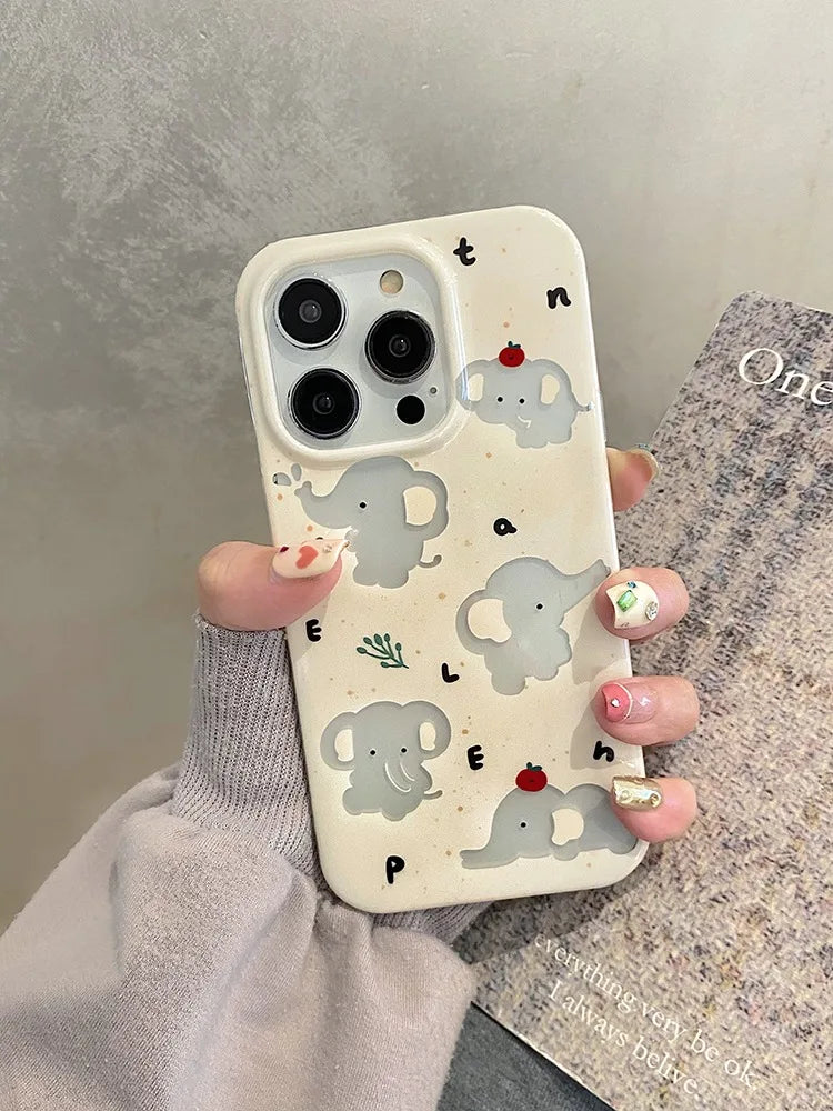 Cartoon Cute Hollow Out Elephant IMD Phone Case