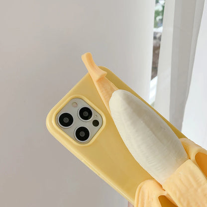 Funny 3D Stress Reliever Peeled Banana Phone Case