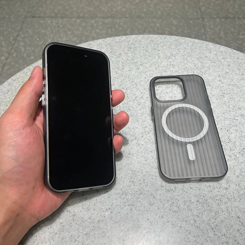 Magnetic Wireless Charge Corrugated Pattern Phone Case