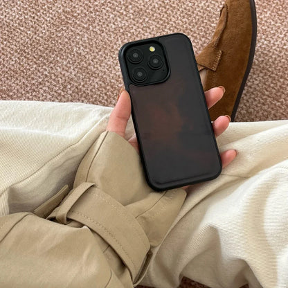 Art Retro Caramel Red Gradient Leather Texture Matte Shockproof Protective Phone Case