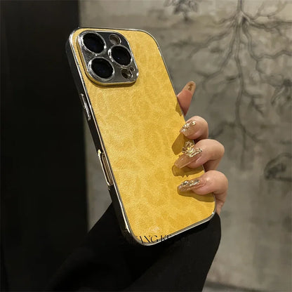 Luxury Plating Leopard Texture Leather Case