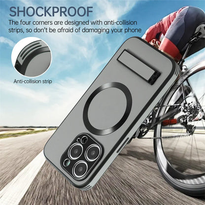 Magnetic Leather iPhone Case with Stan