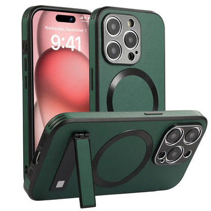Magnetic Leather iPhone Case with Stan