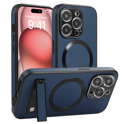 Magnetic Leather iPhone Case with Stan