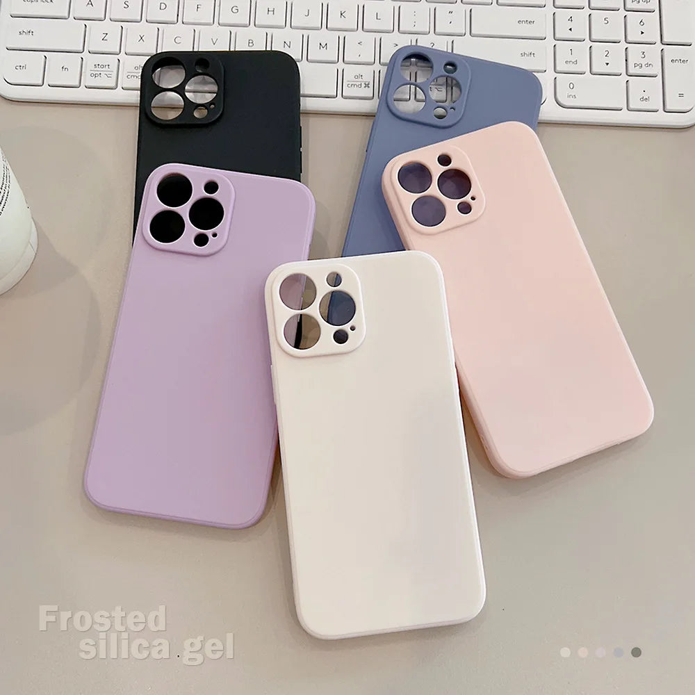 Soft Solid Color Silicone Matte Phone Case New
