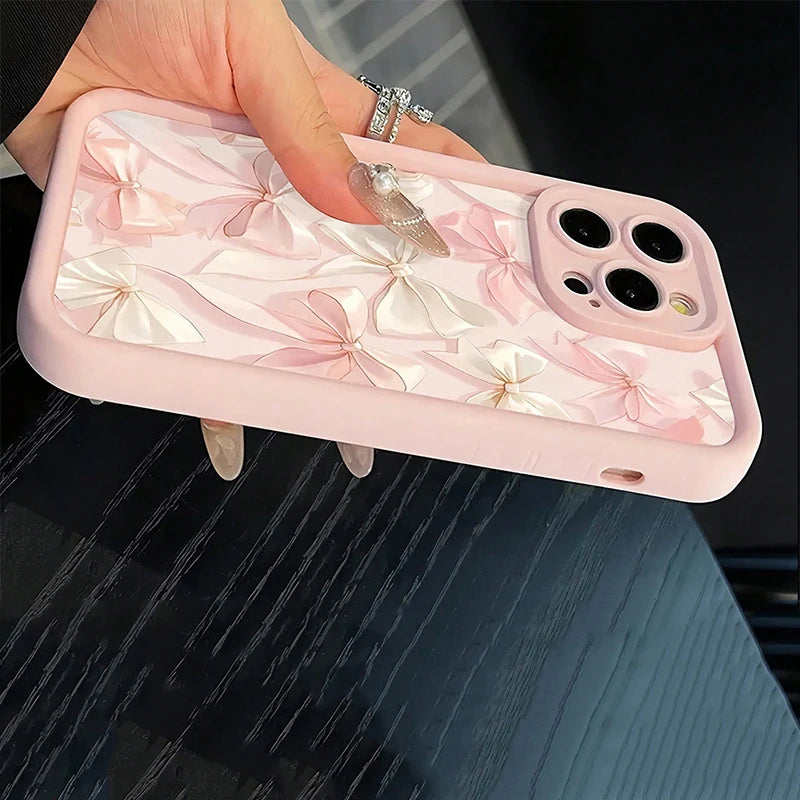 Bow-Knot Pink Bow Pattern Shockproof Soft TPU Phone Case