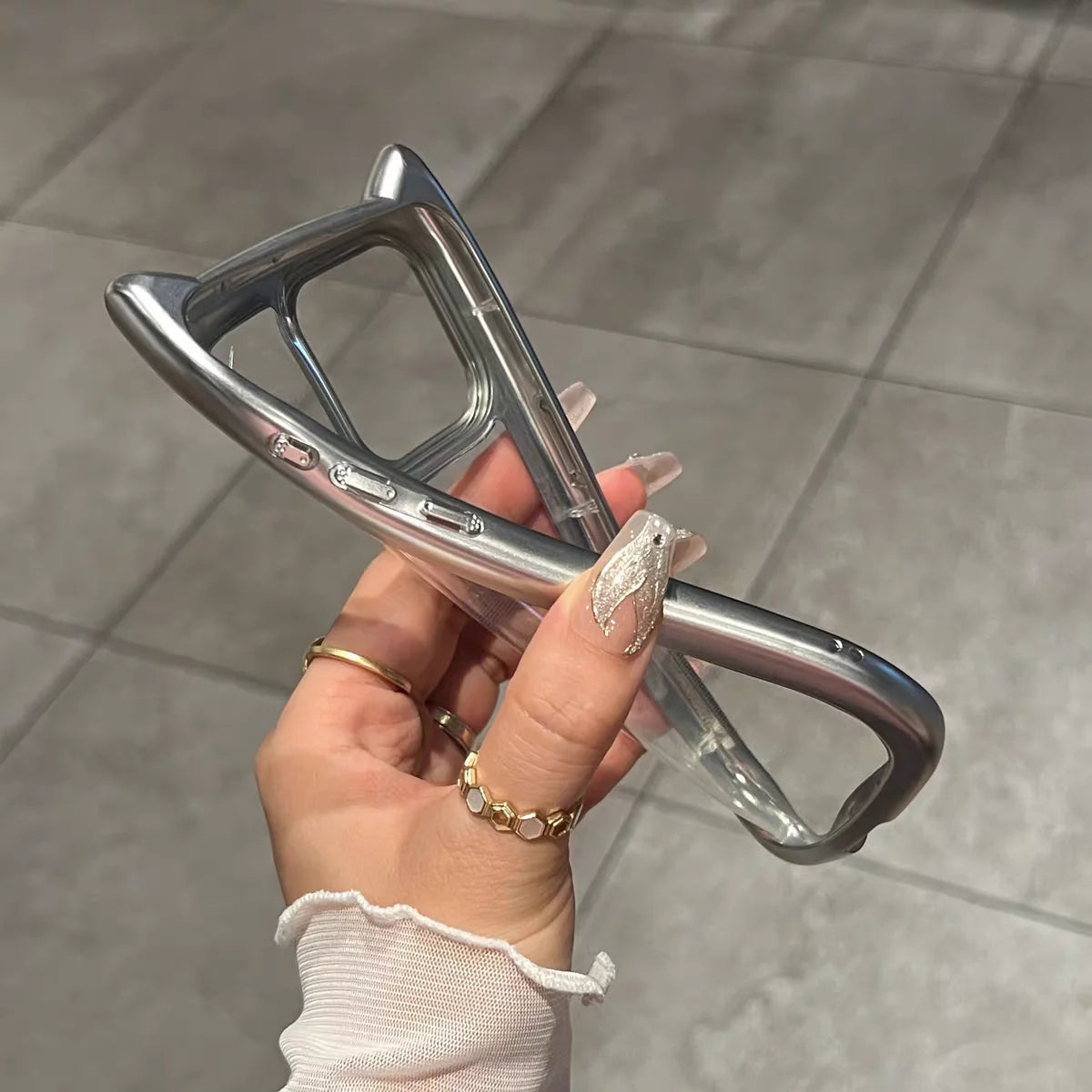 Plating Sliver 3D Cute Cartoon Cat Ears Transparent Phone Case