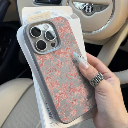 Pink Floral Lichee Pattern Silicone Phone Case