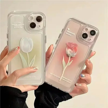 Tulip Phone Case Shockproof Transparent Cover Silicone Fundas
