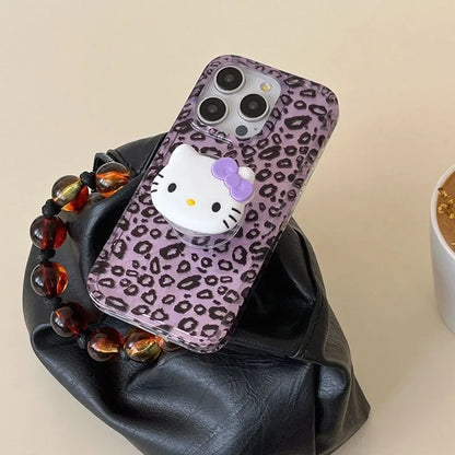 Hello Kitty Leopard Grip Holder Hard Phone Case