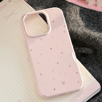INS Korean Lovely Flowers Cute Star Soft Pink Phone Case
