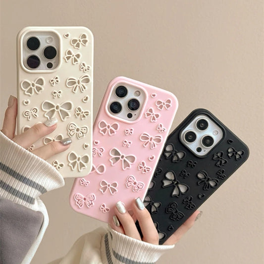 Cute 3D Pretty Bowknot Hollow-Out Soft Silicone Phone Case