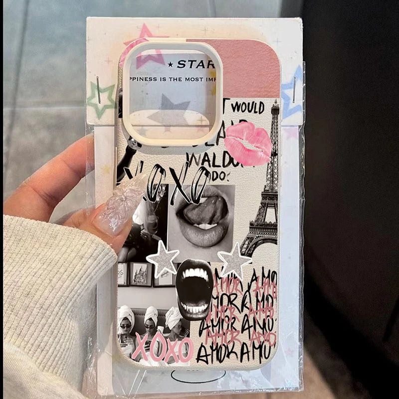 Stylish Lip Print Eiffel Tower Pattern Phone Case New