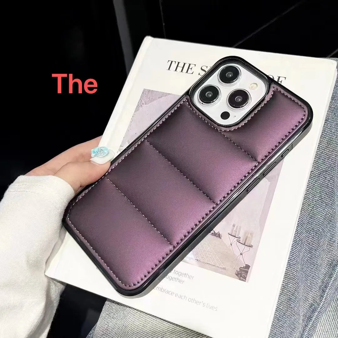 Luxury Down Jacket Puffer Solid Color Phone Case