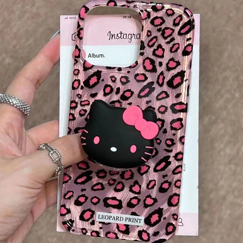 Hello Kitty Leopard Grip Holder Hard Phone Case