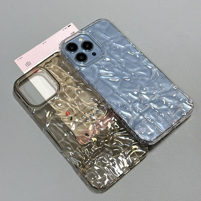 Fashion Advanced Transparent Tin Foil Wrinkle Couple Phone Case