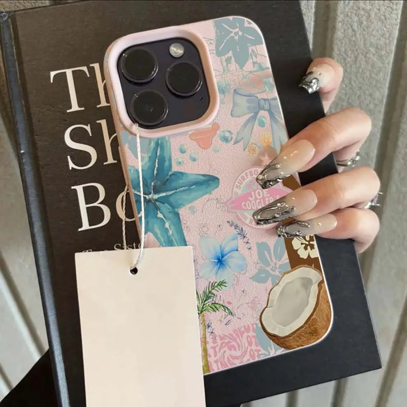 Fresh Starfish Coconut Lichee Pattern Phone Case New