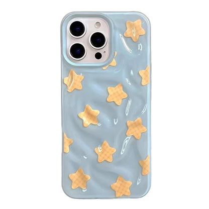 Yellow Stars Blue Wrinkle Fold Texture TPU Phone Case