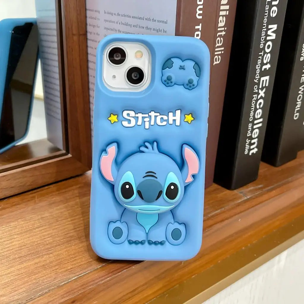 Stitch Kitty Face Grip Tok Holder Cartoon Silicon Soft Phone Case