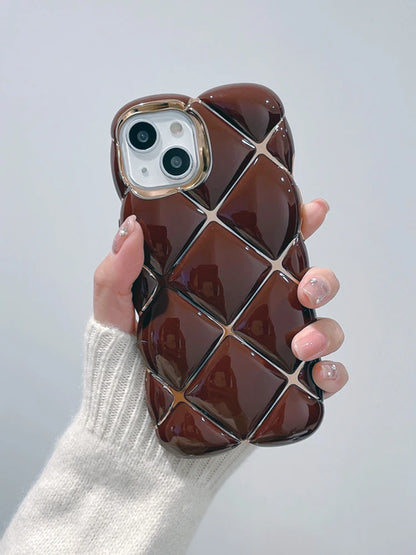 Plating 3D Plaid Diamond Pattern Candy Color Phone Case