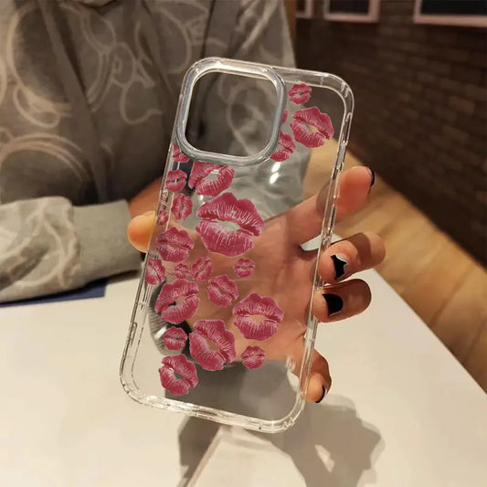 Sweet Romantic Kiss Red Lip Decoration Art Aesthetic Clear Phone Case