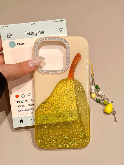 Fashion Cute Pear Glitter Bling Phone Case