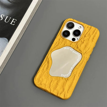 Luxury 3D Rock Pattern Makeup Mirror Rose Phone Case