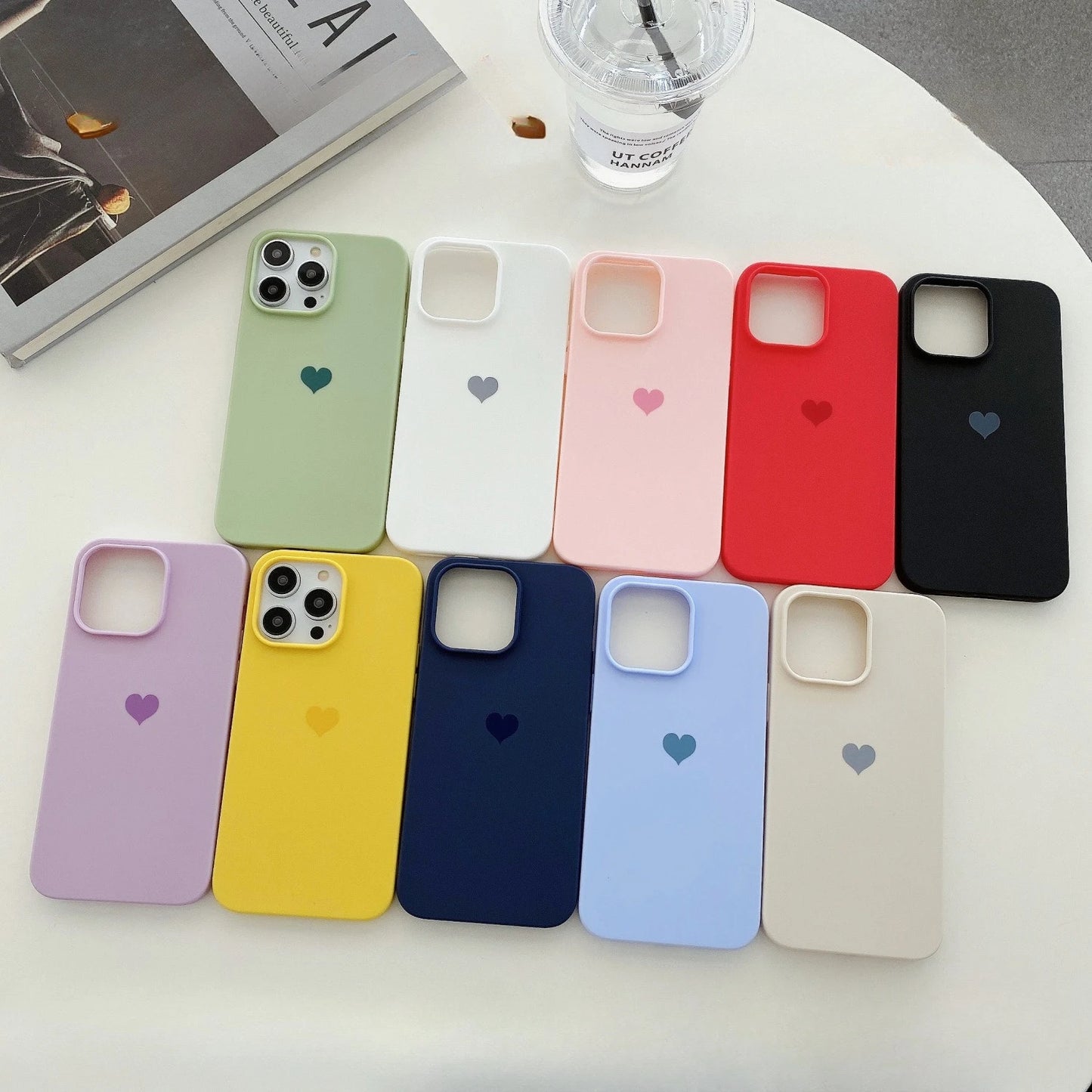 Matte Candy Color Love Heart Silicone TPU Soft Phone Case