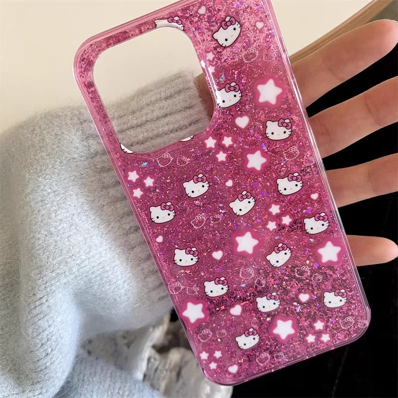 Full Screen Shining Hello Kitty Bow Strap Phone Case