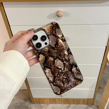 Personality Glossy Snake Skin Pattern Shockproof Protective Phone Cover Case