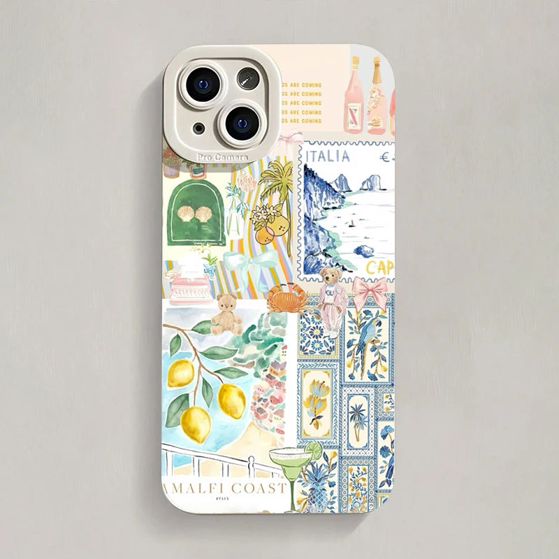 Ocean Creative Coastal Seashell Seaweed Pattern Phone Case