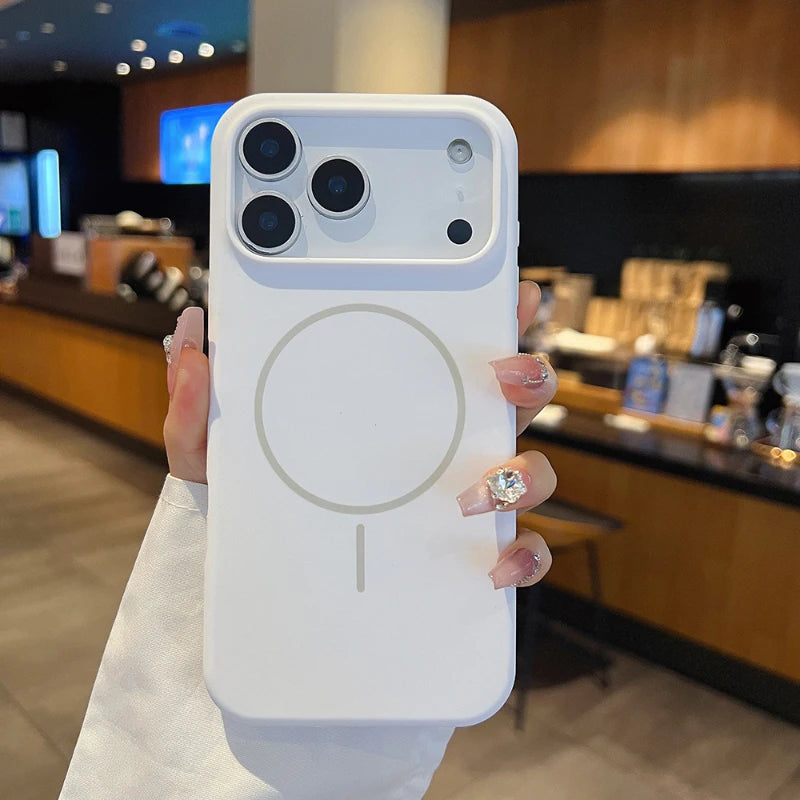 For Magsafe Magnetic Wireless Charging Luxury Solid Color Liquid Silicone Phone Case