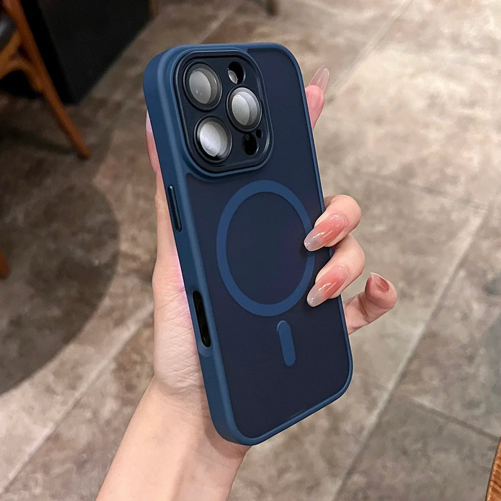 Clear Matte Magnetic Lanyard Wrist Strap Phone Case