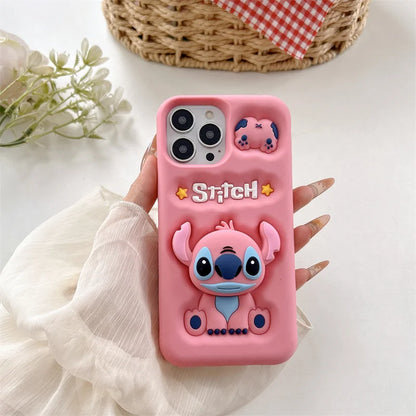 Cartoon Stitch Phone Case with Pop Holder for iPhone