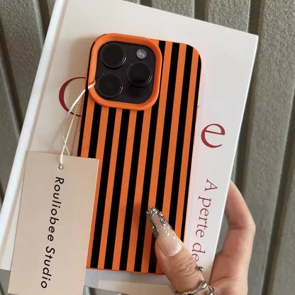 Colorful Striped Minimalist INS Couple Lichee Phone Case