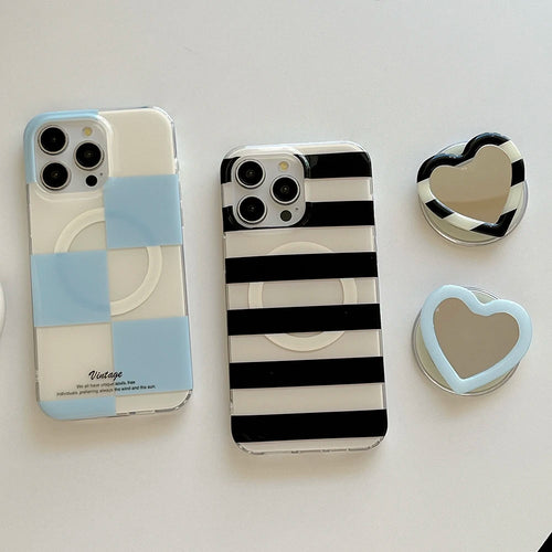 3D Cute Striped Black for MâCgsafe Magnetic Holder Phone Case