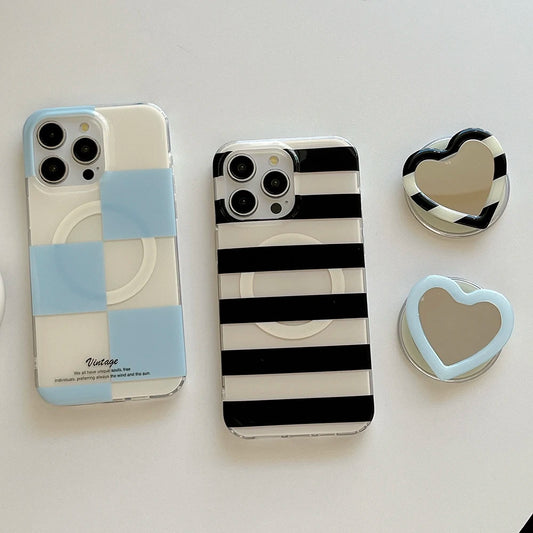 3D Cute Striped Black for MâCgsafe Magnetic Holder Phone Case