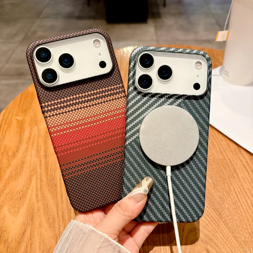 Magsafe Magnetic Wireless Charging Luxury Solid Color Carbon Fiber Phone Case