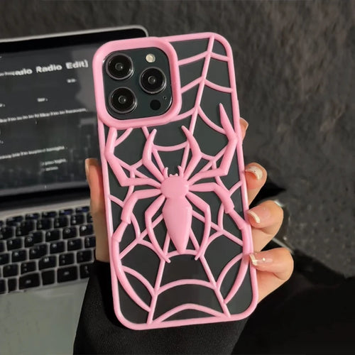 Pink Cool 3D Spider Hollow Dissipate Heat Phone Case